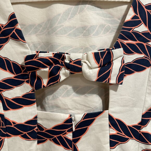 ANTHROPOLOGIE Maeve Nautical Rope Print Bow-Back Shift Mini Dress, Size 6 - Picture 4 of 7